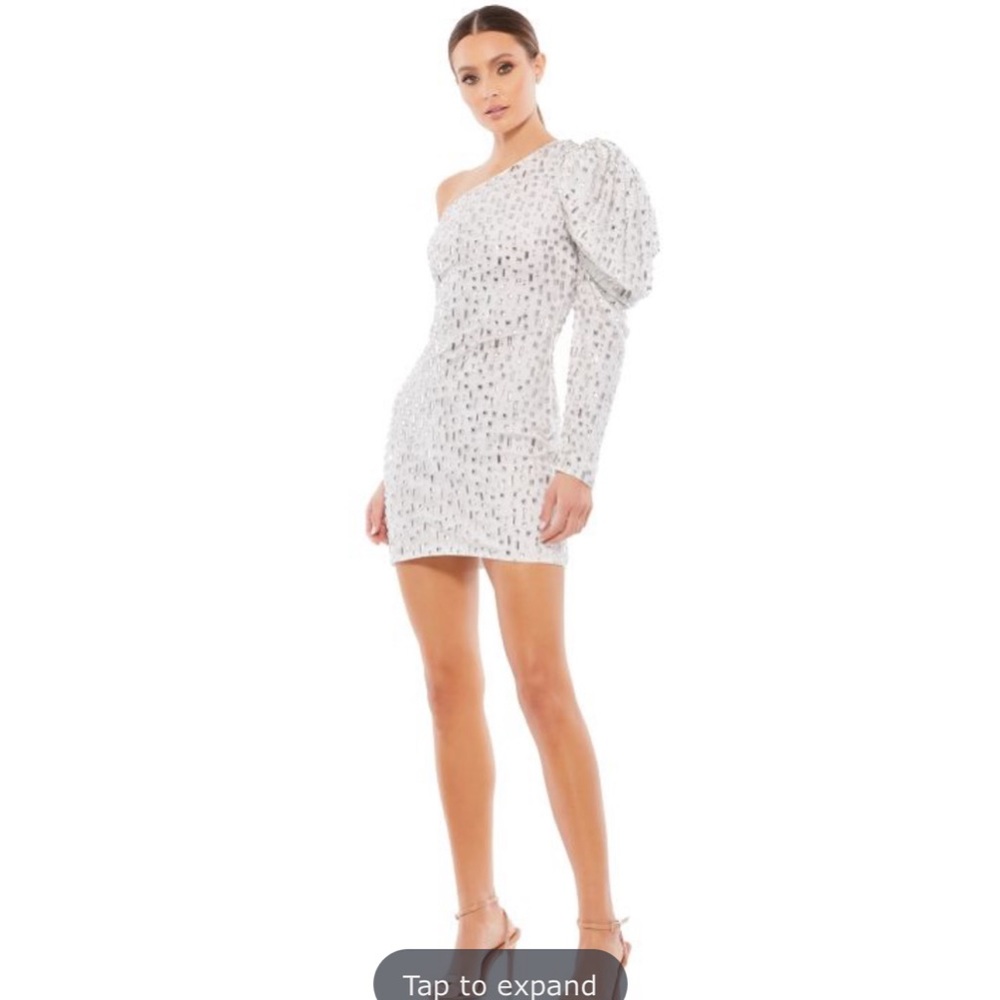 NWT Mac Duggal white gem dress
